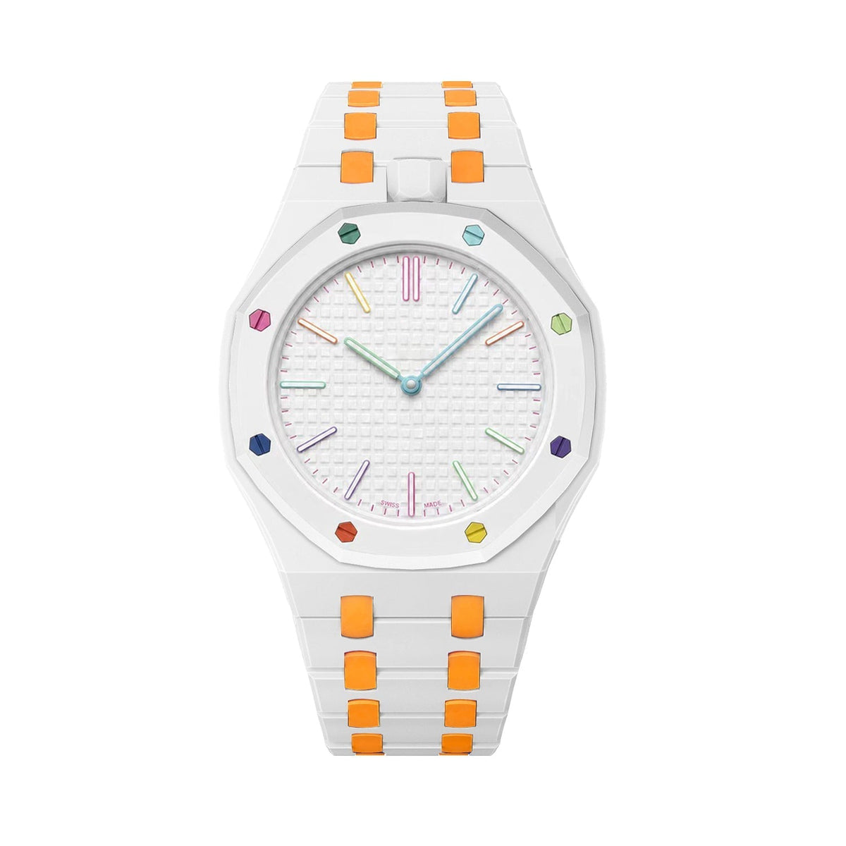 Oak Pop Exklusives weißes und orangefarbenes Biokeramik-Armband