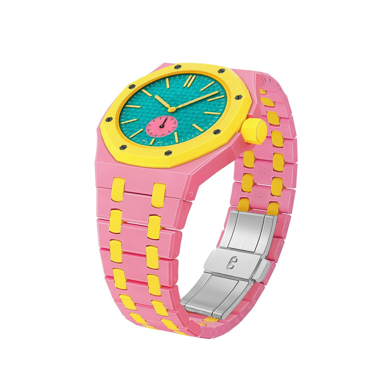 Cinturino in bioceramica rosa e giallo Oak Pop Exclusive
