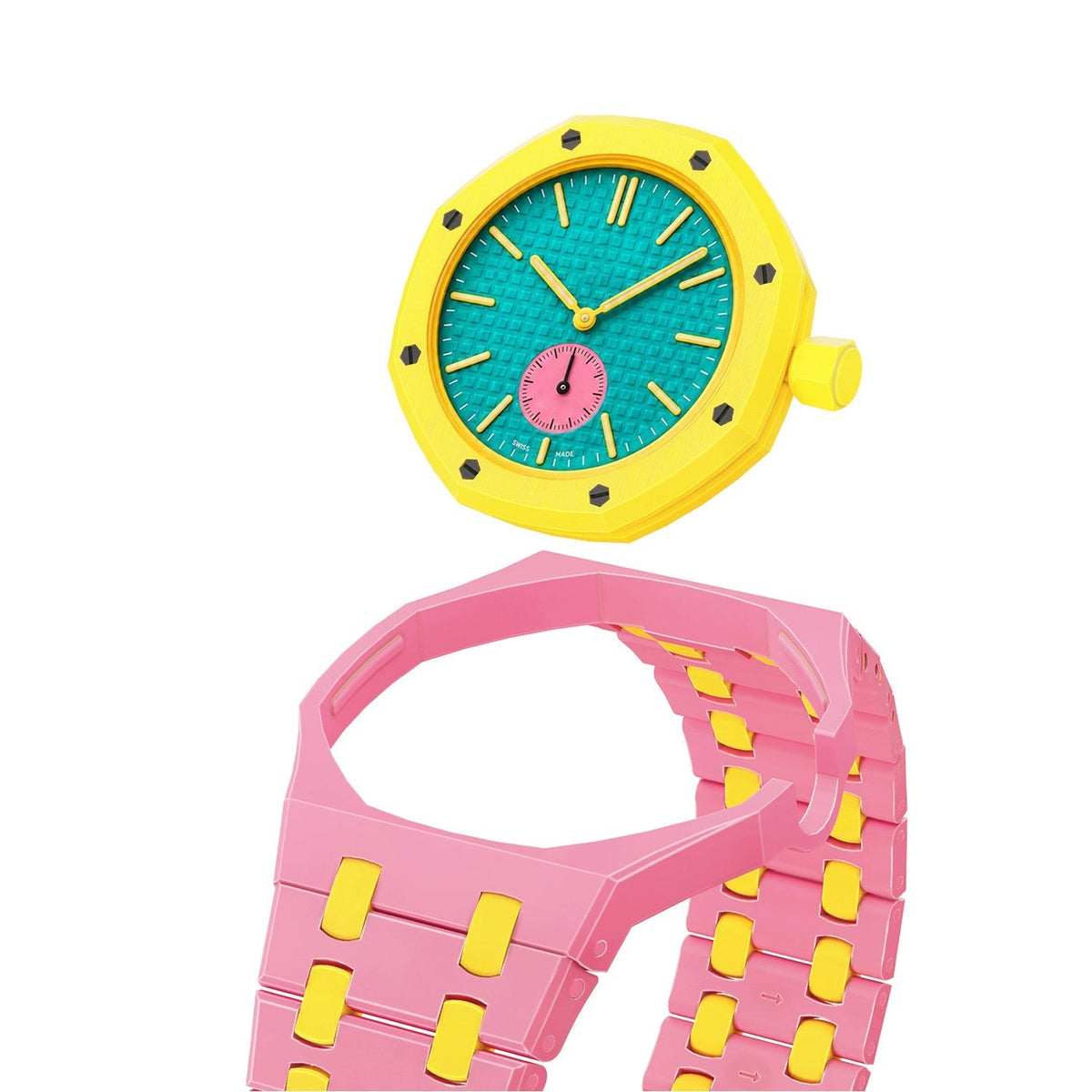 Cinturino in bioceramica rosa e giallo Oak Pop Exclusive