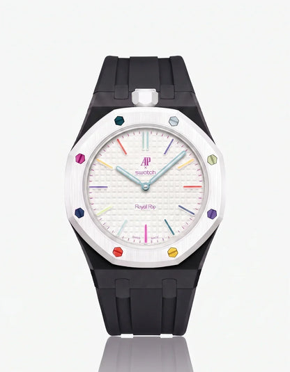 Bracelet et boîtier en silicone Royal Pop Huit Blanc (Couleurs personnalisables)