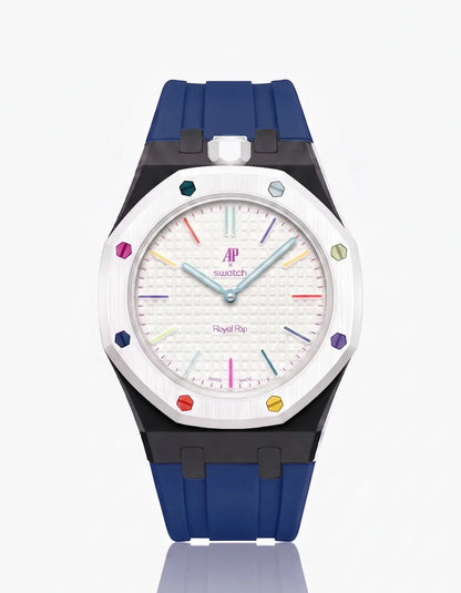 Bracelet et boîtier en silicone Royal Pop Huit Blanc (Couleurs personnalisables)