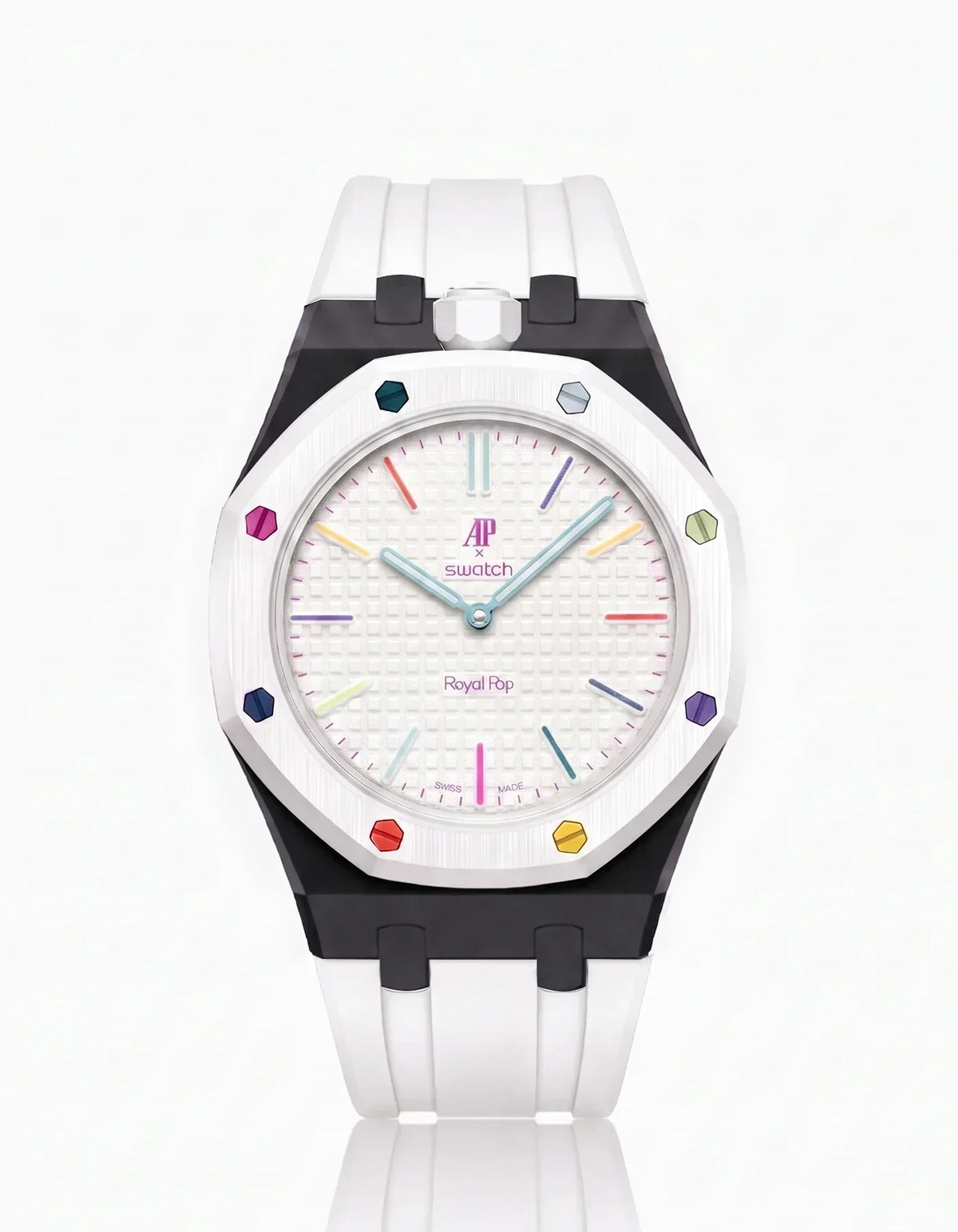 Bracelet et boîtier en silicone Royal Pop Huit Blanc (Couleurs personnalisables)