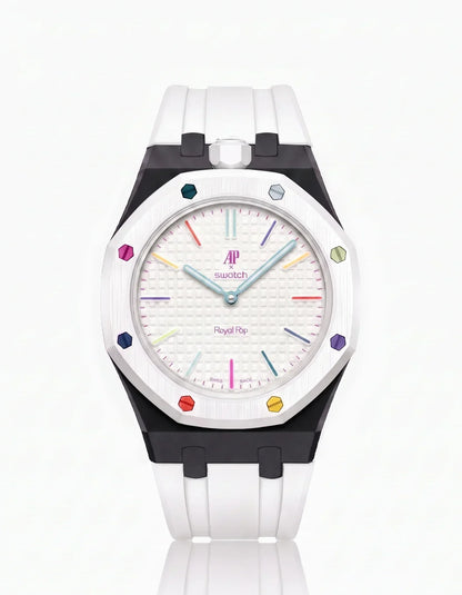 Bracelet et boîtier en silicone Royal Pop Huit Blanc (Couleurs personnalisables)
