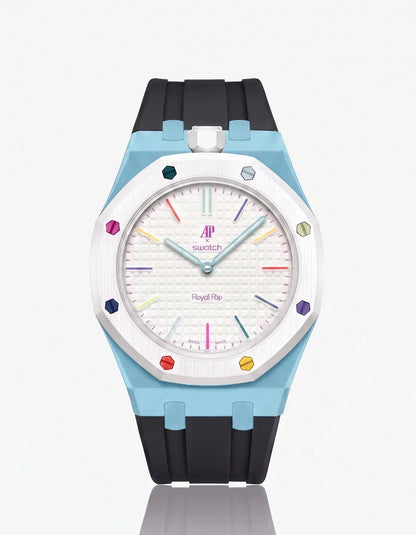 Bracelet et boîtier en silicone Royal Pop Huit Blanc (Couleurs personnalisables)