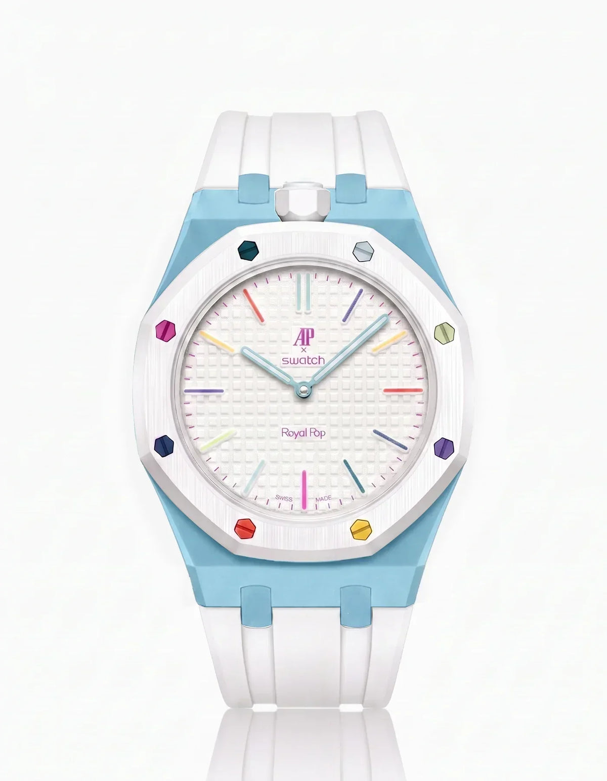Bracelet et boîtier en silicone Royal Pop Huit Blanc (Couleurs personnalisables)