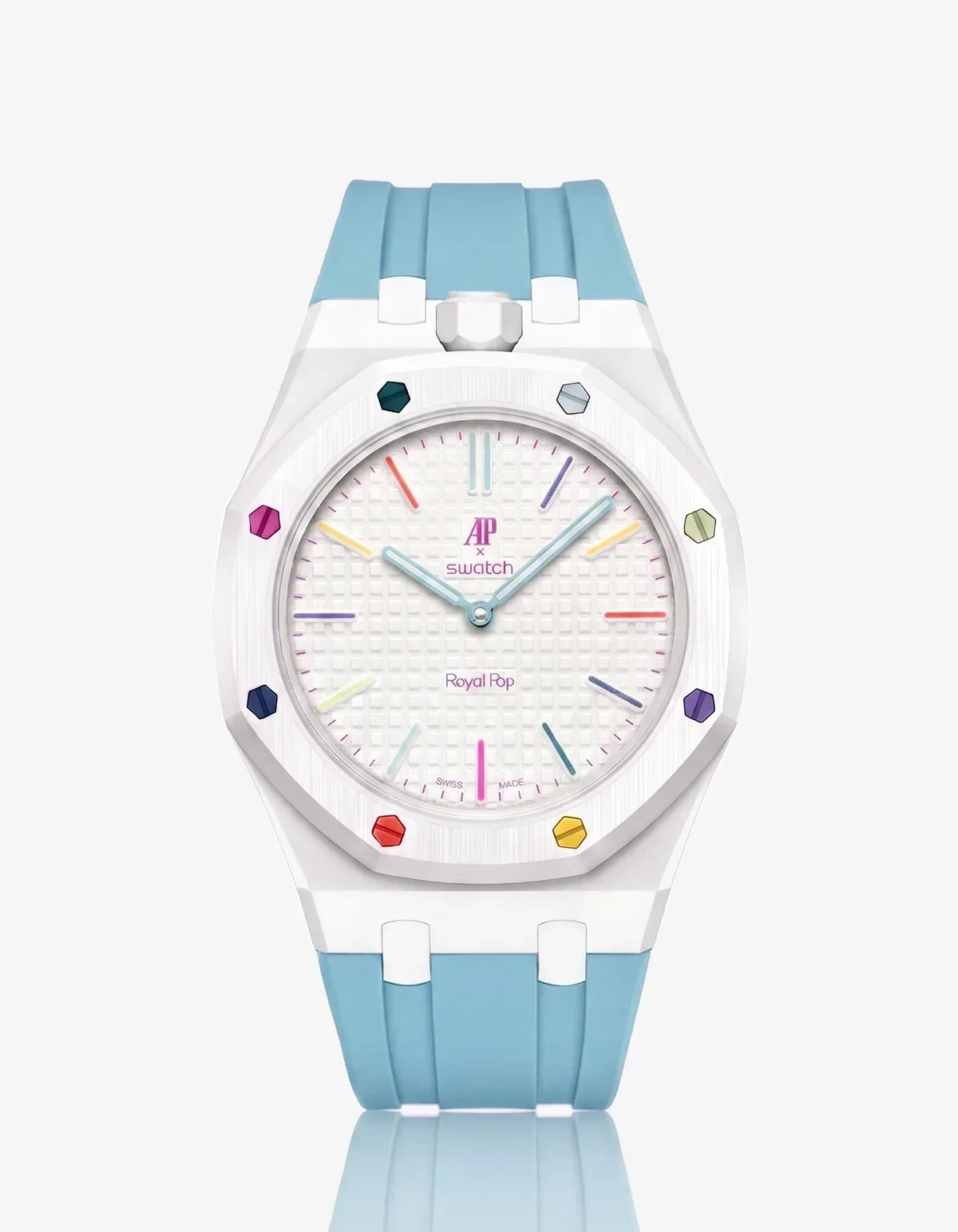 Bracelet et boîtier en silicone Royal Pop Huit Blanc (Couleurs personnalisables)