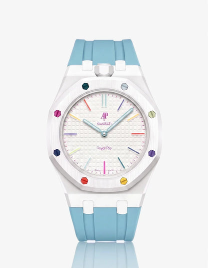 Bracelet et boîtier en silicone Royal Pop Huit Blanc (Couleurs personnalisables)