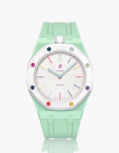 Bracelet et boîtier en silicone Royal Pop Huit Blanc (Couleurs personnalisables)