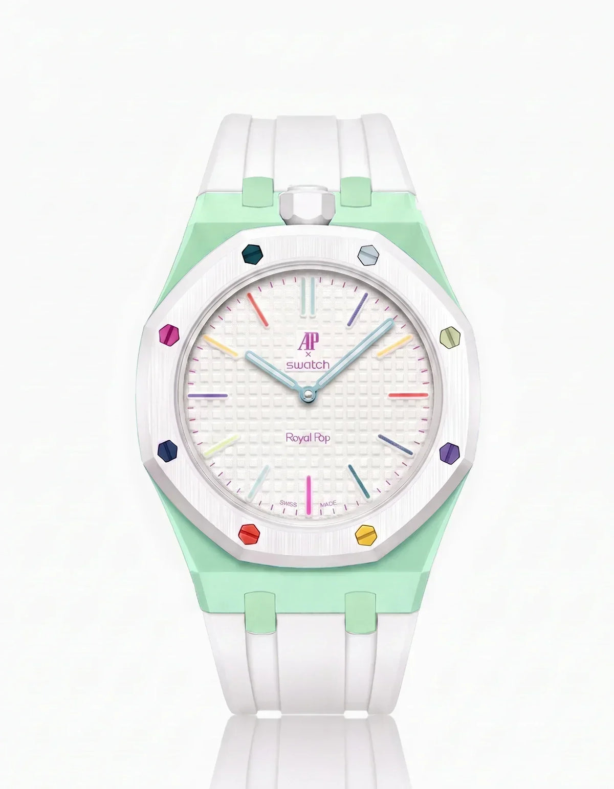 Bracelet et boîtier en silicone Royal Pop Huit Blanc (Couleurs personnalisables)