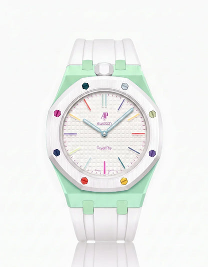 Bracelet et boîtier en silicone Royal Pop Huit Blanc (Couleurs personnalisables)