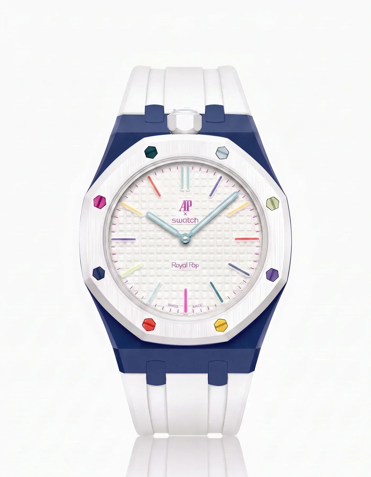 Bracelet et boîtier en silicone Royal Pop Huit Blanc (Couleurs personnalisables)