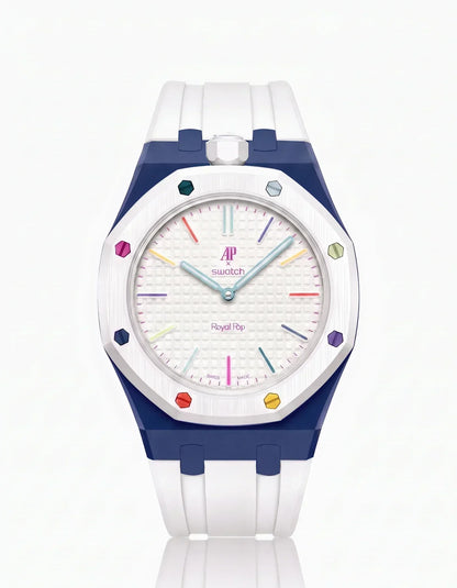 Bracelet et boîtier en silicone Royal Pop Huit Blanc (Couleurs personnalisables)