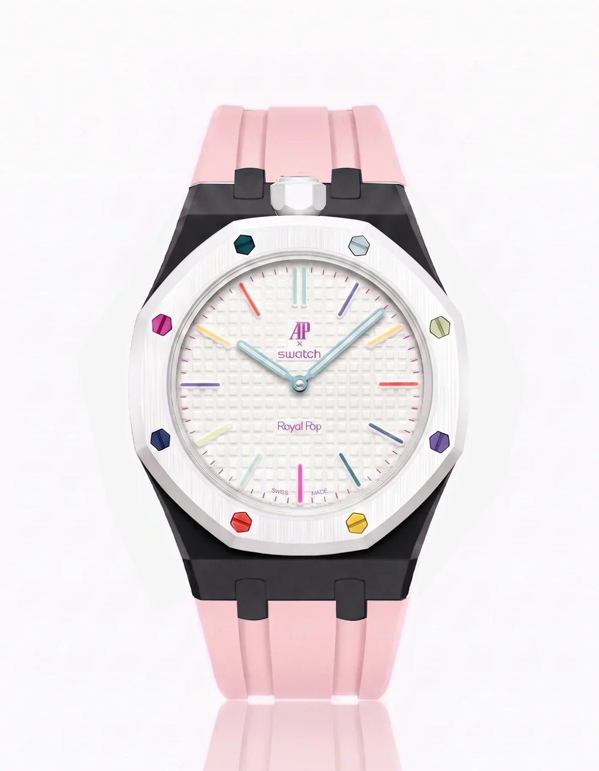 Bracelet et boîtier en silicone Royal Pop Huit Blanc (Couleurs personnalisables)