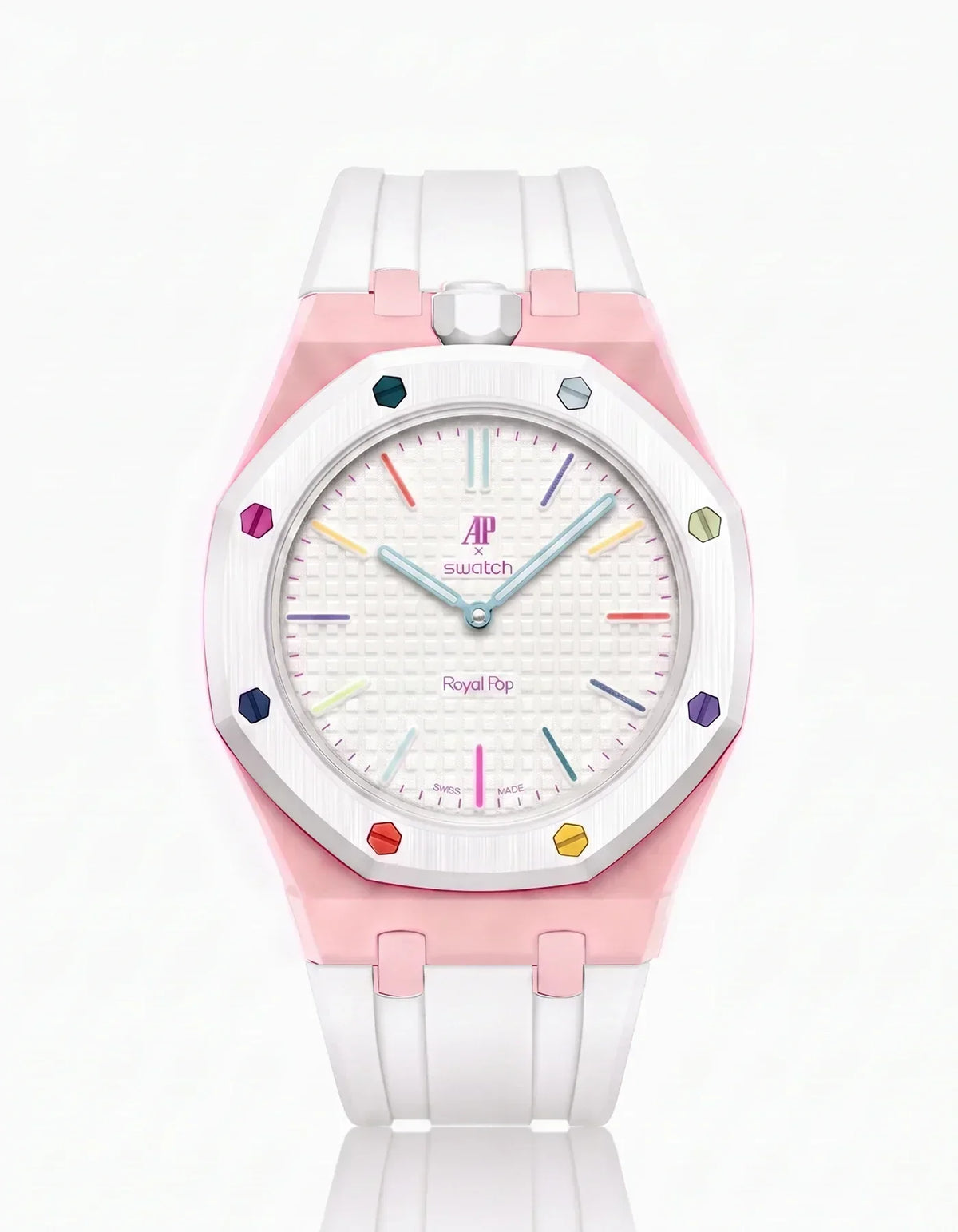Bracelet et boîtier en silicone Royal Pop Huit Blanc (Couleurs personnalisables)