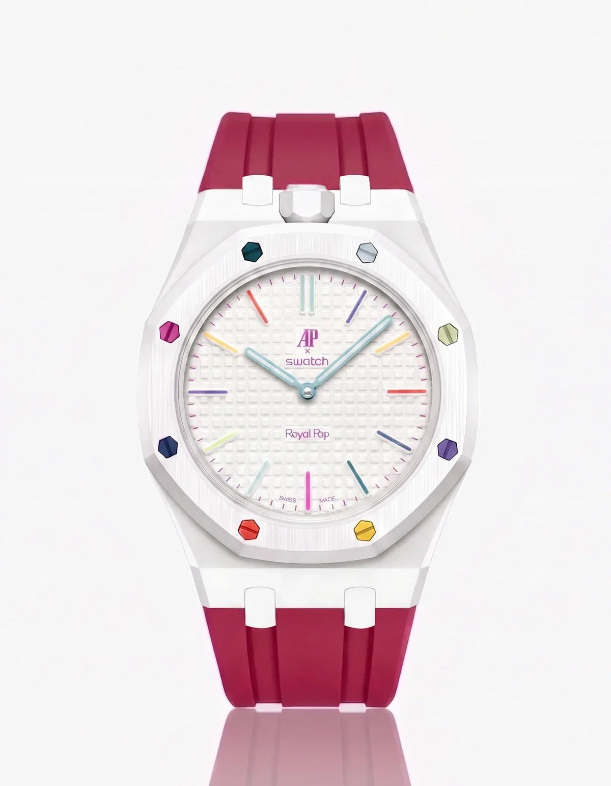 Bracelet et boîtier en silicone Royal Pop Huit Blanc (Couleurs personnalisables)