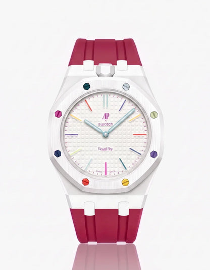 Bracelet et boîtier en silicone Royal Pop Huit Blanc (Couleurs personnalisables)