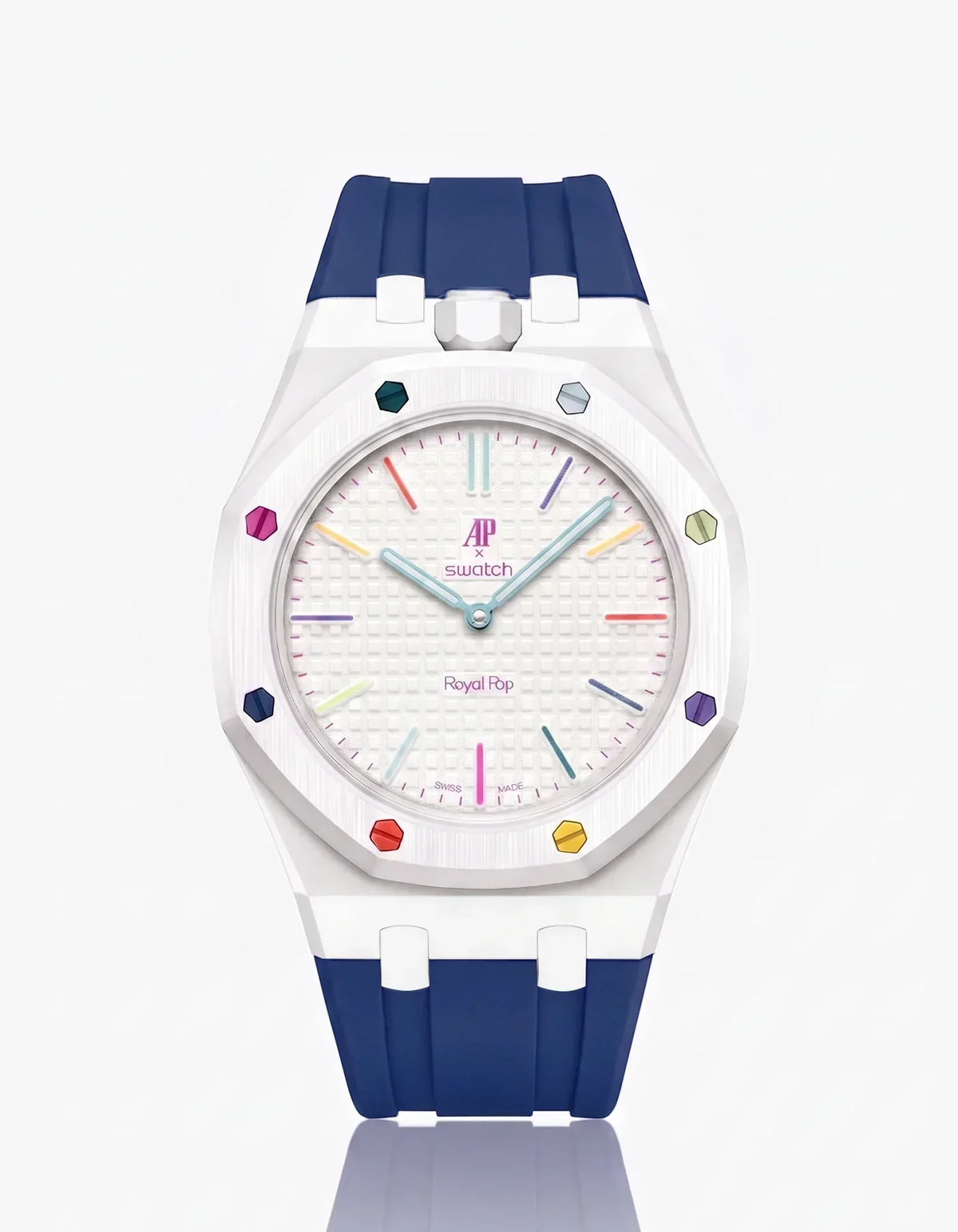 Bracelet et boîtier en silicone Royal Pop Huit Blanc (Couleurs personnalisables)