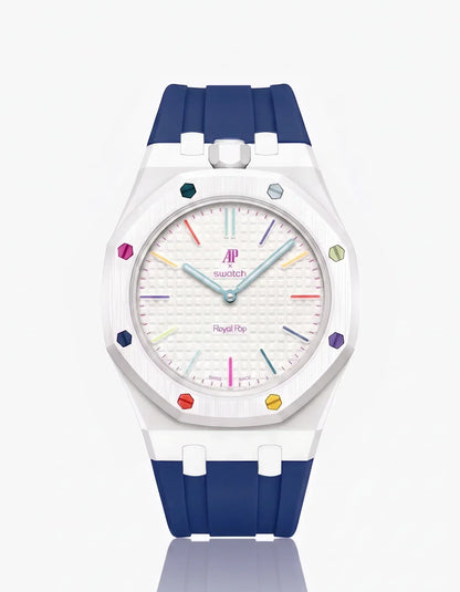 Bracelet et boîtier en silicone Royal Pop Huit Blanc (Couleurs personnalisables)