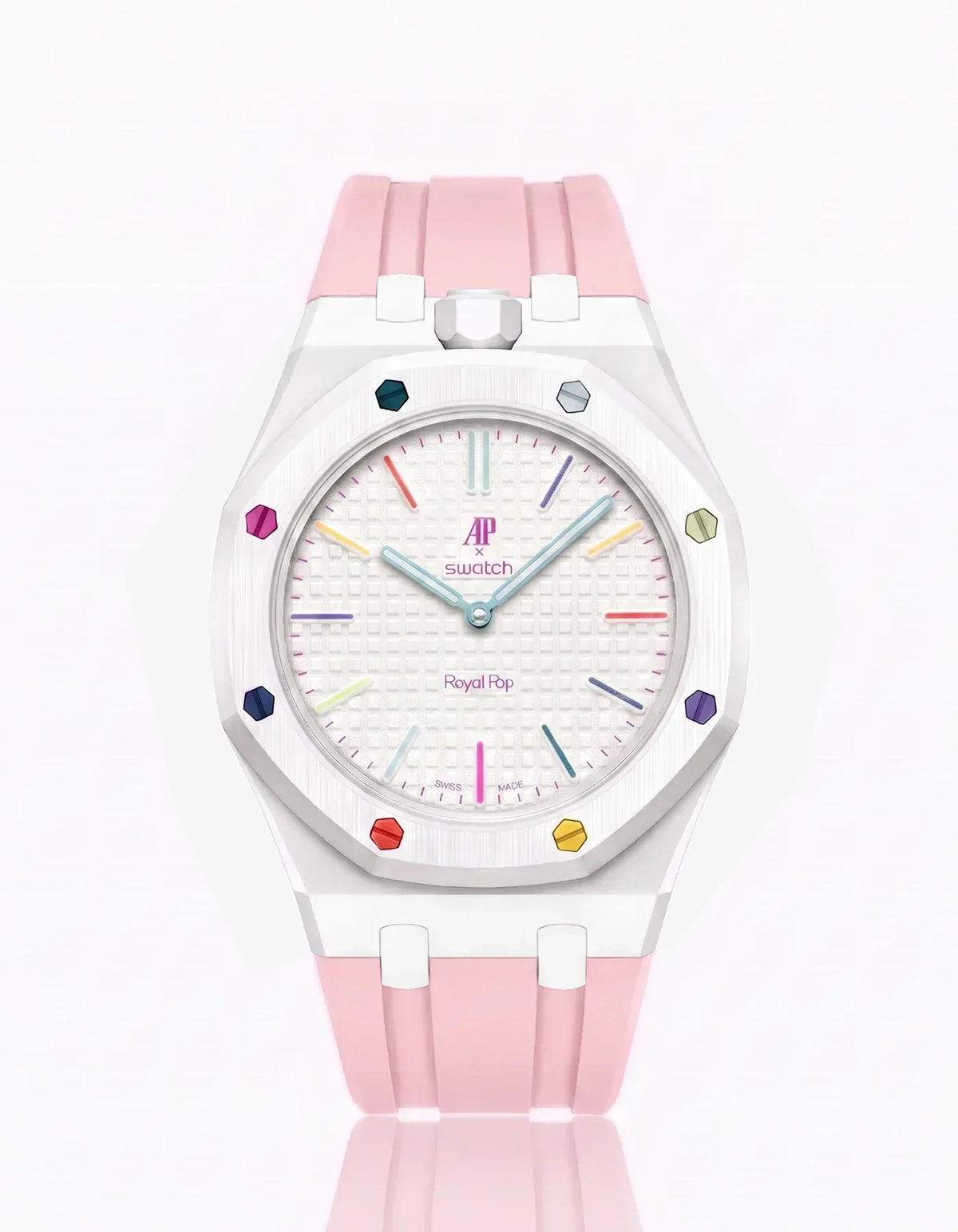 Bracelet et boîtier en silicone Royal Pop Huit Blanc (Couleurs personnalisables)
