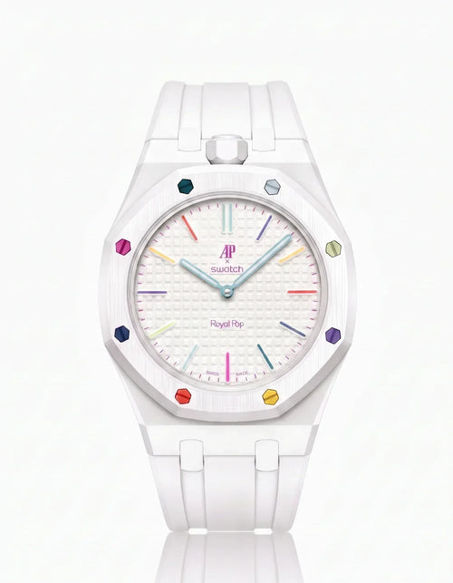 Bracelet et boîtier en silicone Royal Pop Huit Blanc (Couleurs personnalisables)