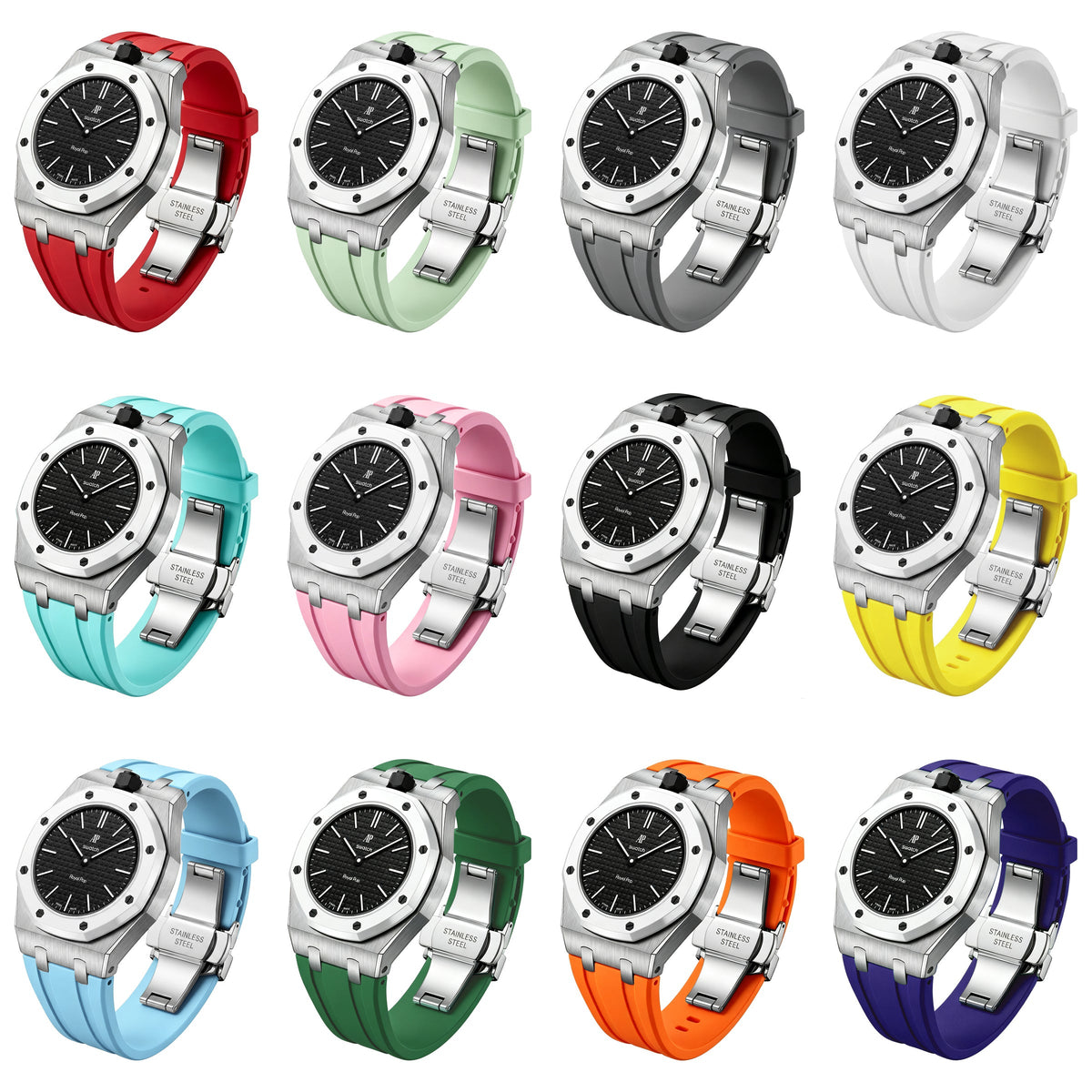 Royal Oak Pop Esclusivo Cassa in Acciaio e Cinturino in Silicone con Base